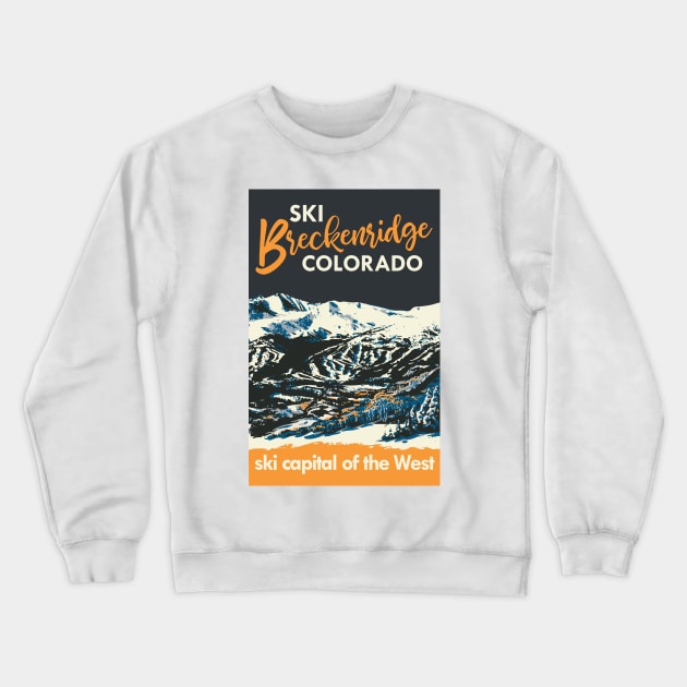 Yellow Breckenridge Vintage Ski Poster Crewneck Sweatshirt by ROEDERcraft